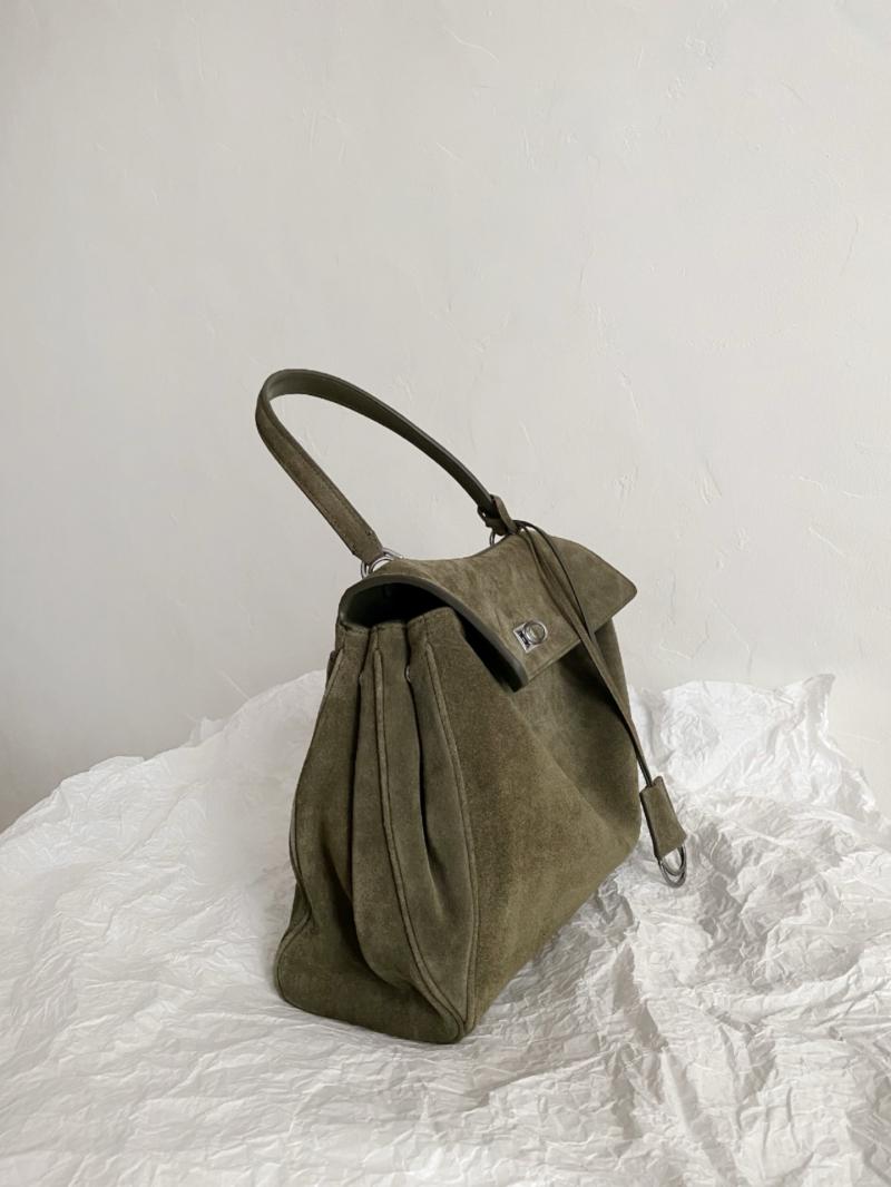 Balenciaga Rodeo Suede Medium Handbag Khaki B789772