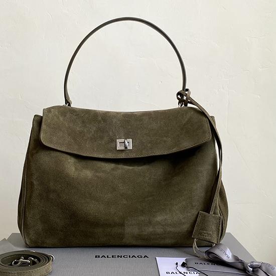 Balenciaga Rodeo Suede Medium Handbag Khaki B789772