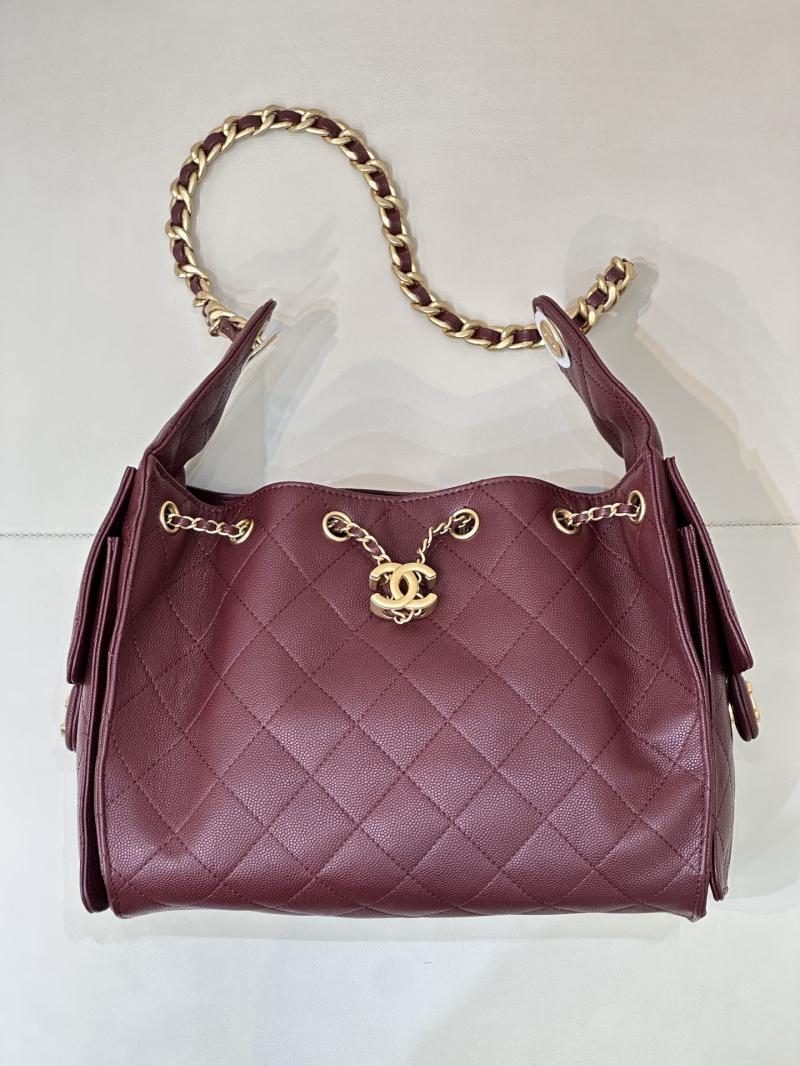 Chanel 25 Small Handbag Burgundy AS5293