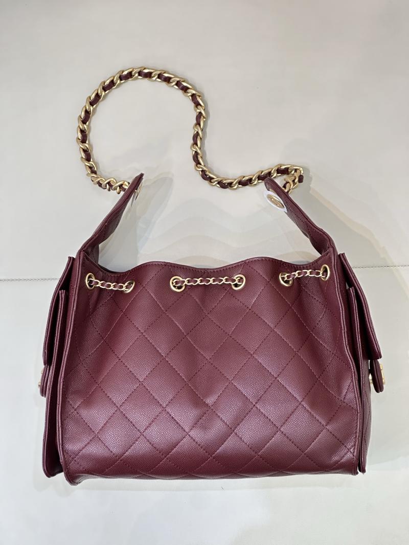 Chanel 25 Small Handbag Burgundy AS5293