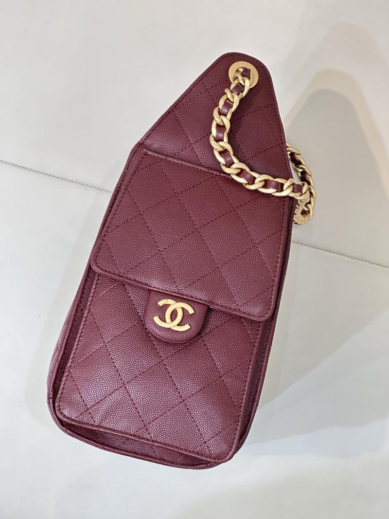 Chanel 25 Small Handbag Burgundy AS5293