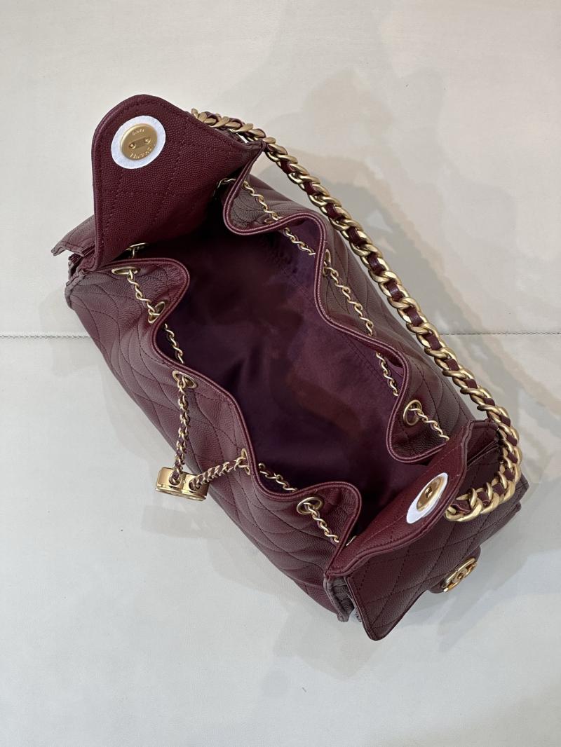 Chanel 25 Small Handbag Burgundy AS5293