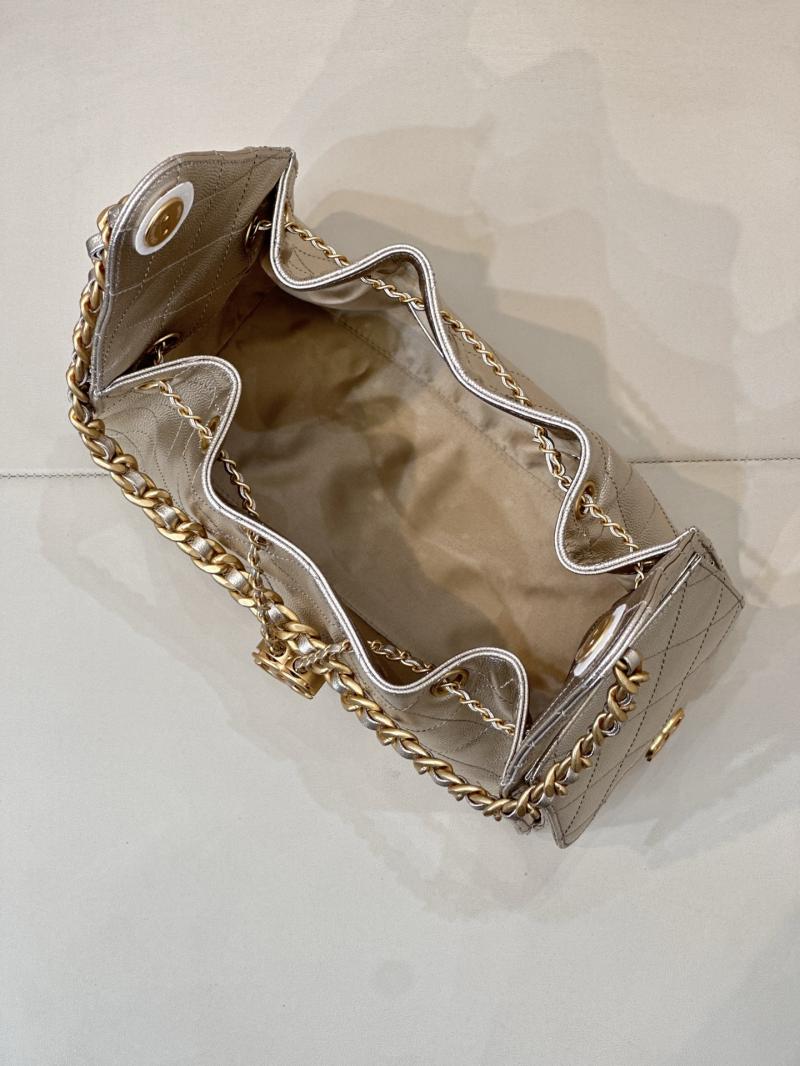 Chanel 25 Small Handbag Champagne Gold AS5293