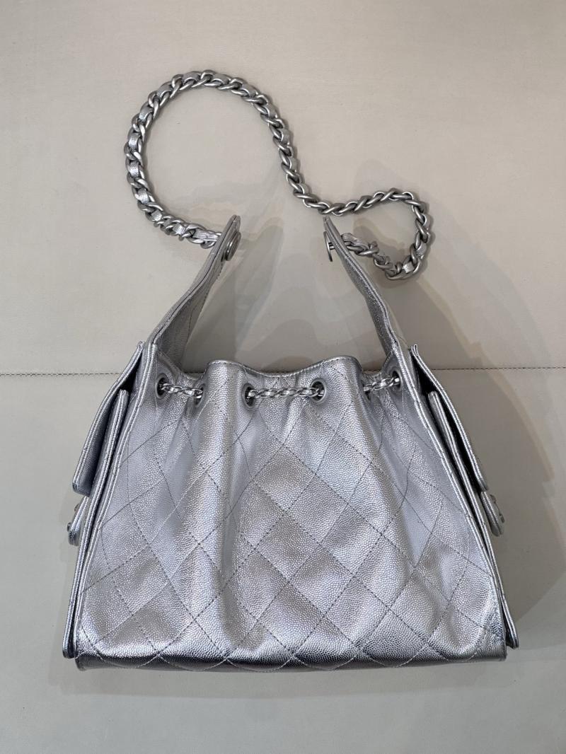 Chanel 25 Small Handbag Silver AS5293