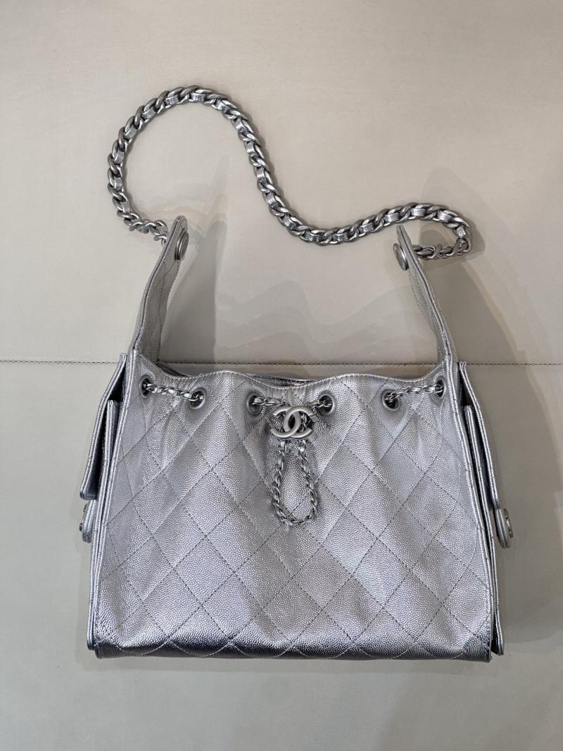 Chanel 25 Small Handbag Silver AS5293