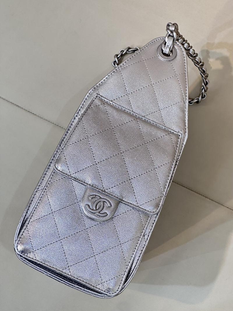 Chanel 25 Small Handbag Silver AS5293