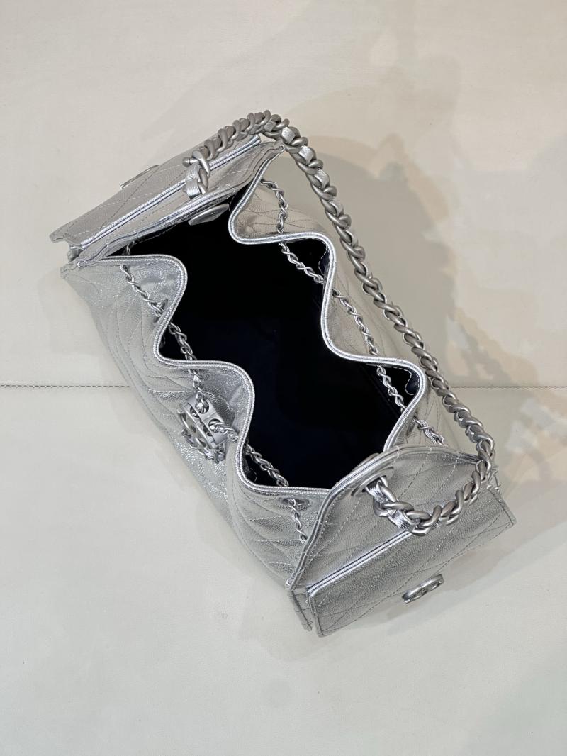 Chanel 25 Small Handbag Silver AS5293