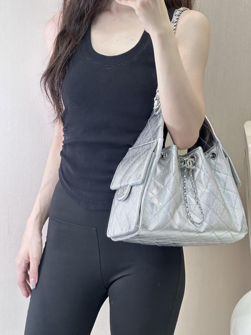 Chanel 25 Small Handbag Silver AS5293