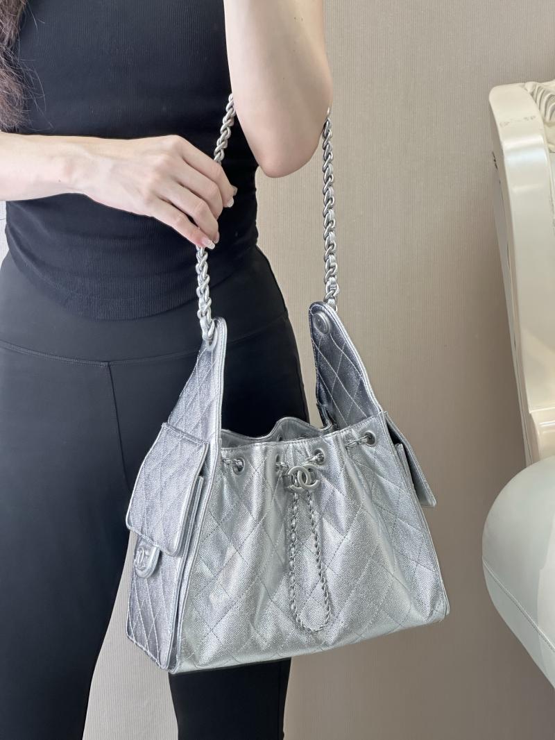 Chanel 25 Small Handbag Silver AS5293