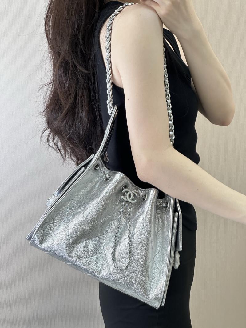 Chanel 25 Small Handbag Silver AS5293