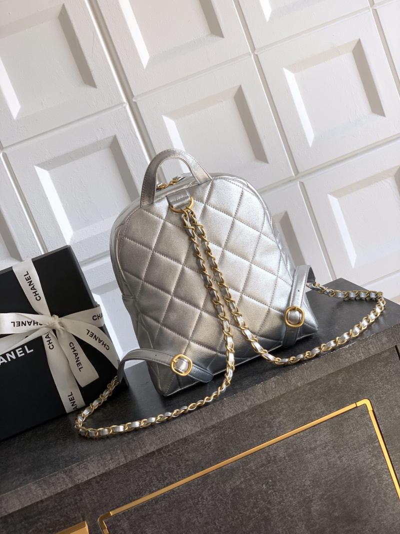 Chanel Backpack Silver AS5793