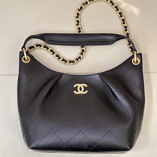 Chanel Calfskin Hobo Bag Black AS5970 Chanel Calfskin Hobo Bag Black AS5970