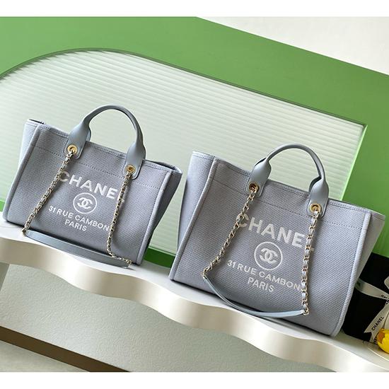 Chanel Canvas Shopping Bag Blue A66941  Chanel Canvas Shopping Bag Blue A66941