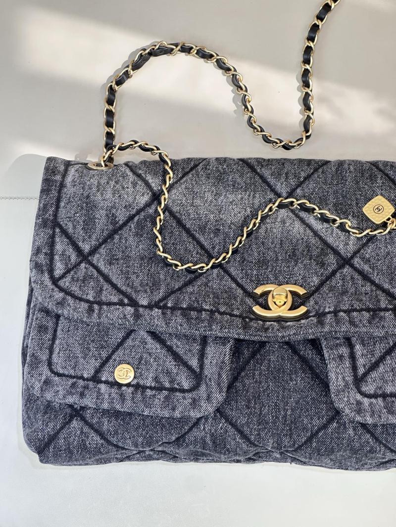 Chanel Denim Maxi Flap Bag Black AS5727