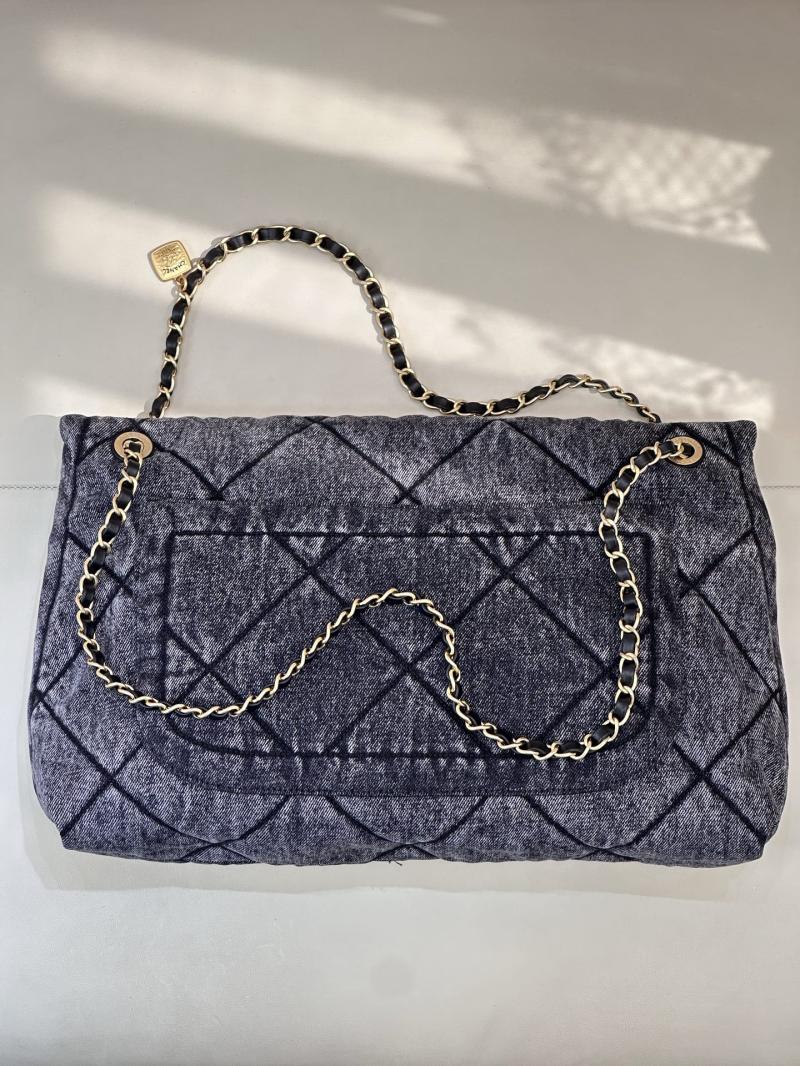 Chanel Denim Maxi Flap Bag Black AS5727