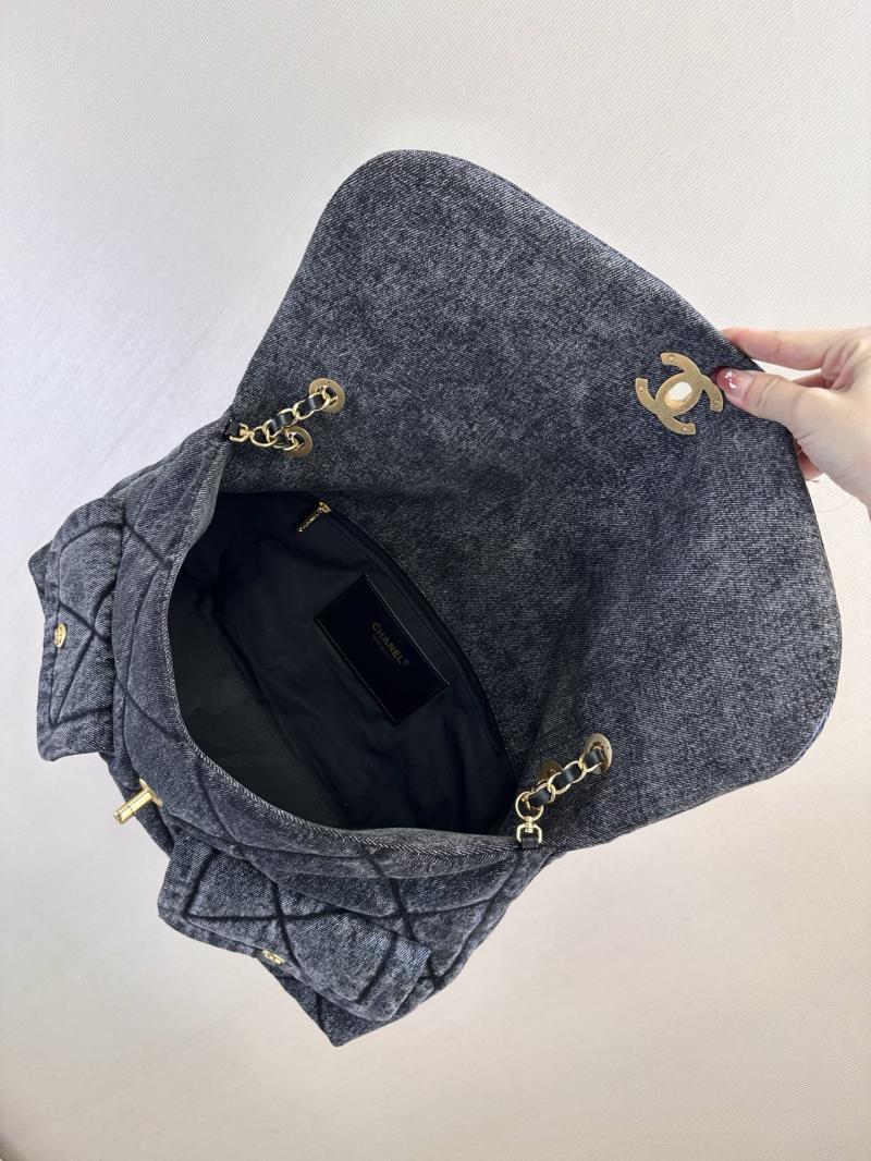 Chanel Denim Maxi Flap Bag Black AS5727