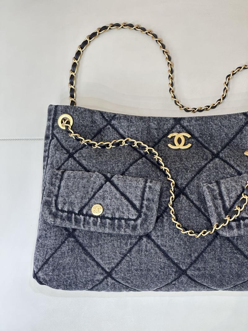 Chanel Denim Shopping Bag Black AS5740