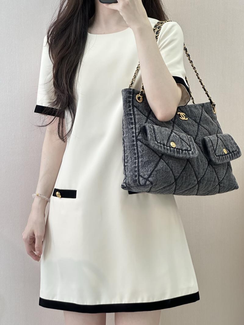 Chanel Denim Shopping Bag Black AS5740