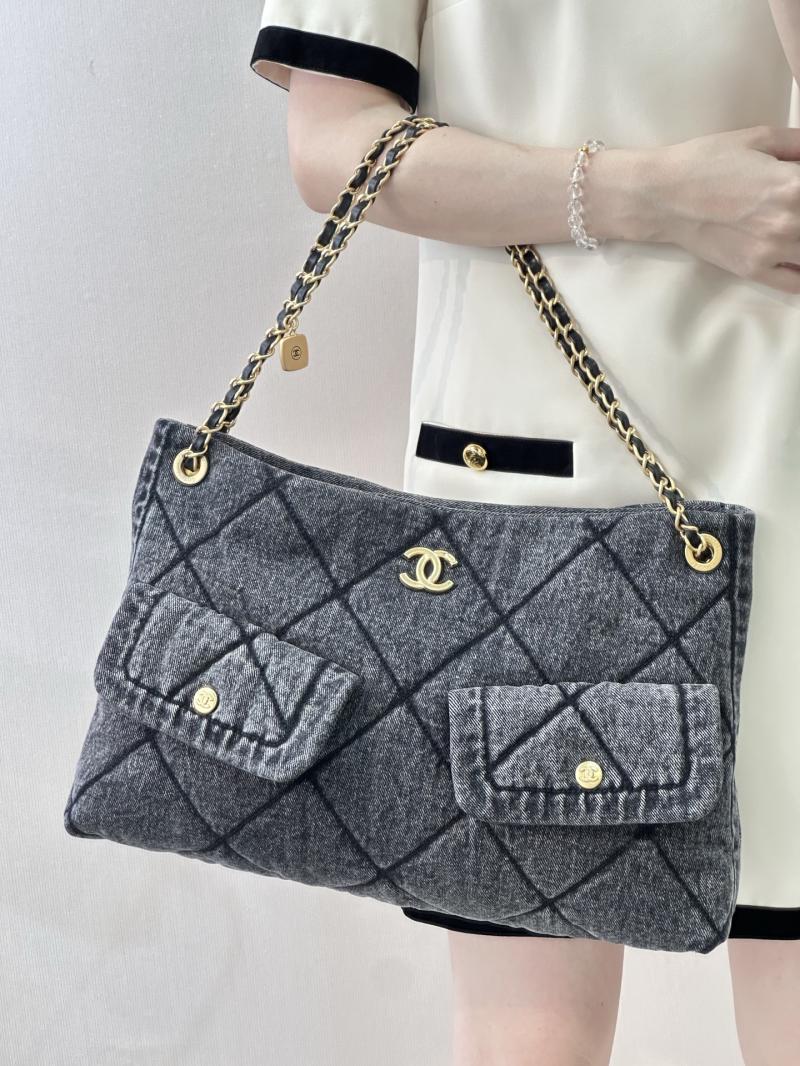 Chanel Denim Shopping Bag Black AS5740
