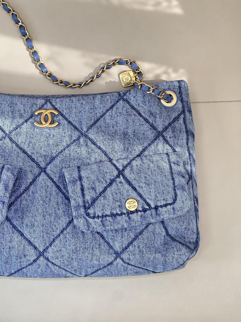 Chanel Denim Shopping Bag Blue AS5740