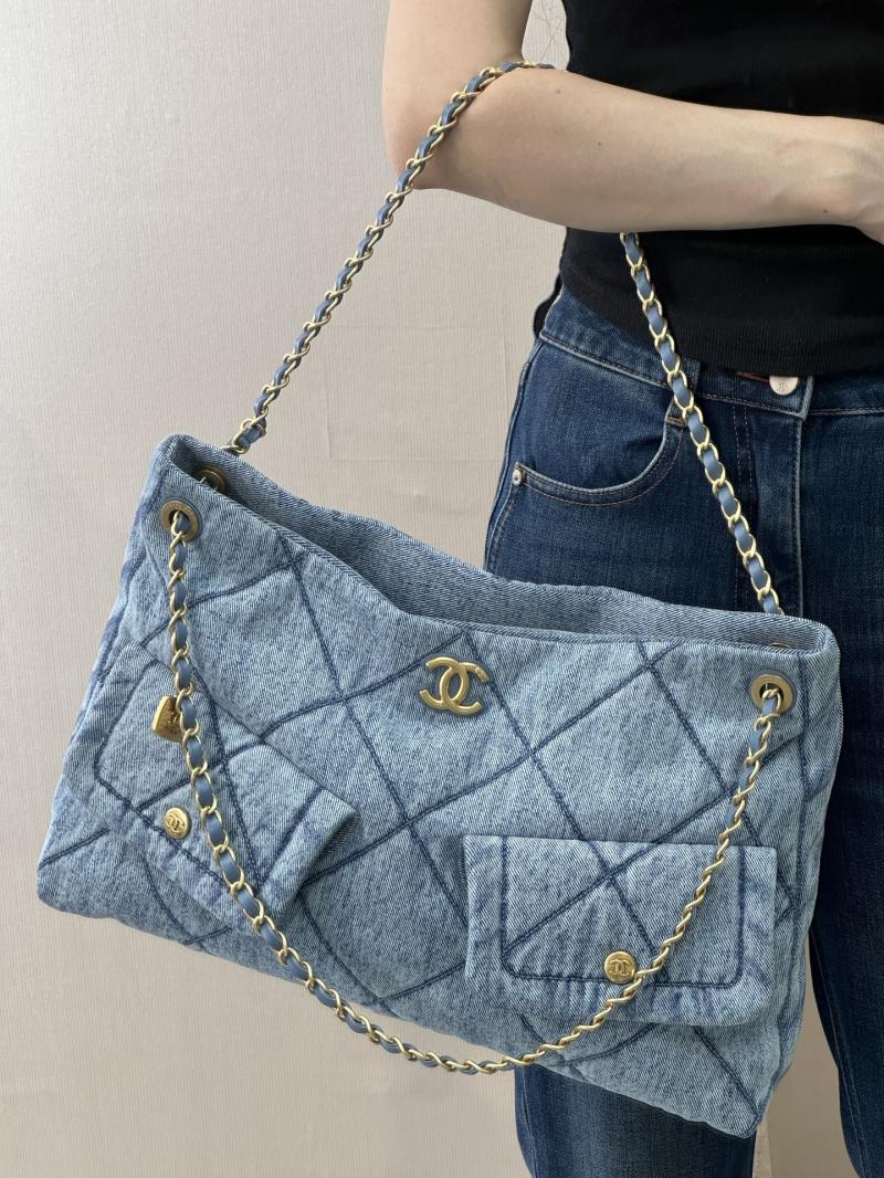 Chanel Denim Shopping Bag Blue AS5740