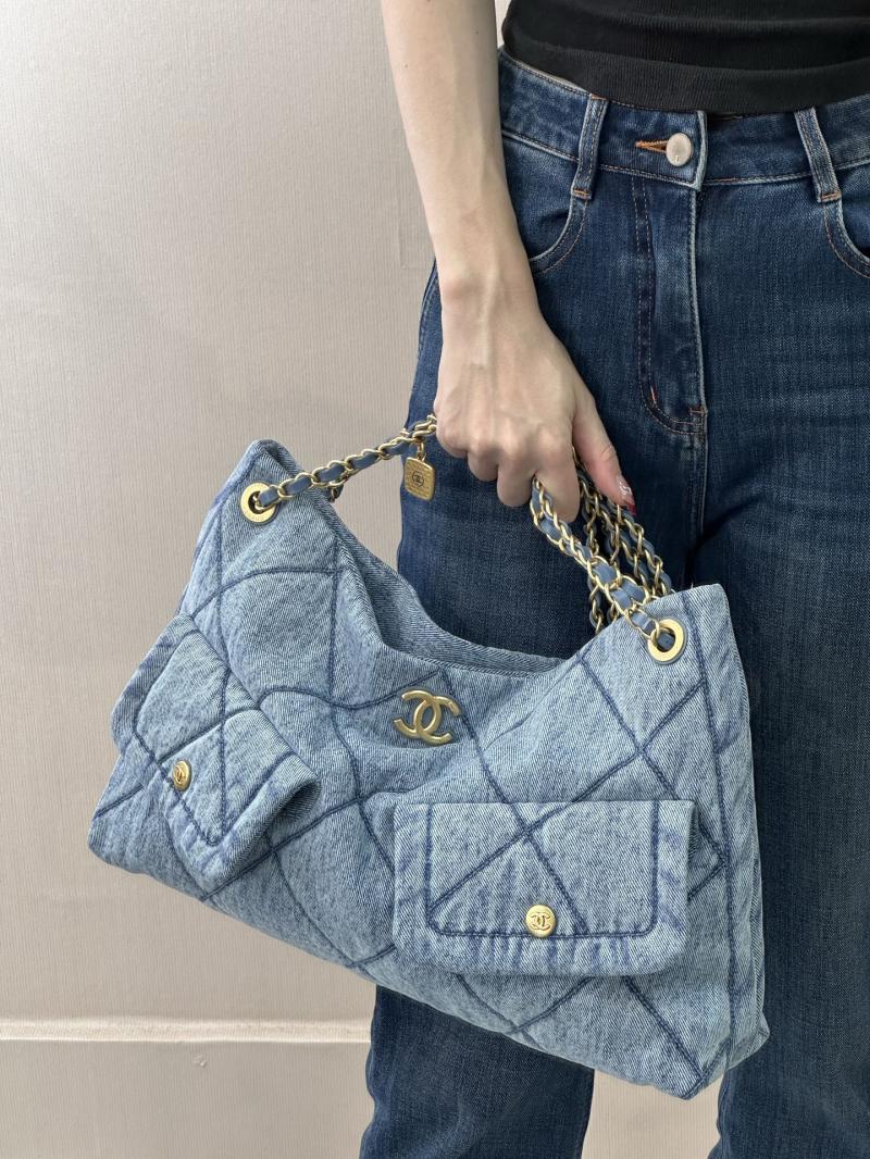 Chanel Denim Shopping Bag Blue AS5740