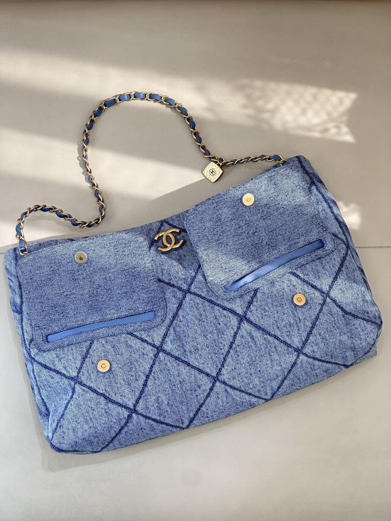 Chanel Denim Shopping Bag Blue AS5740