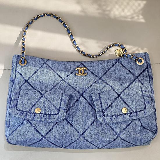 Chanel Denim Shopping Bag Blue AS5740  Chanel Denim Shopping Bag Blue AS5740