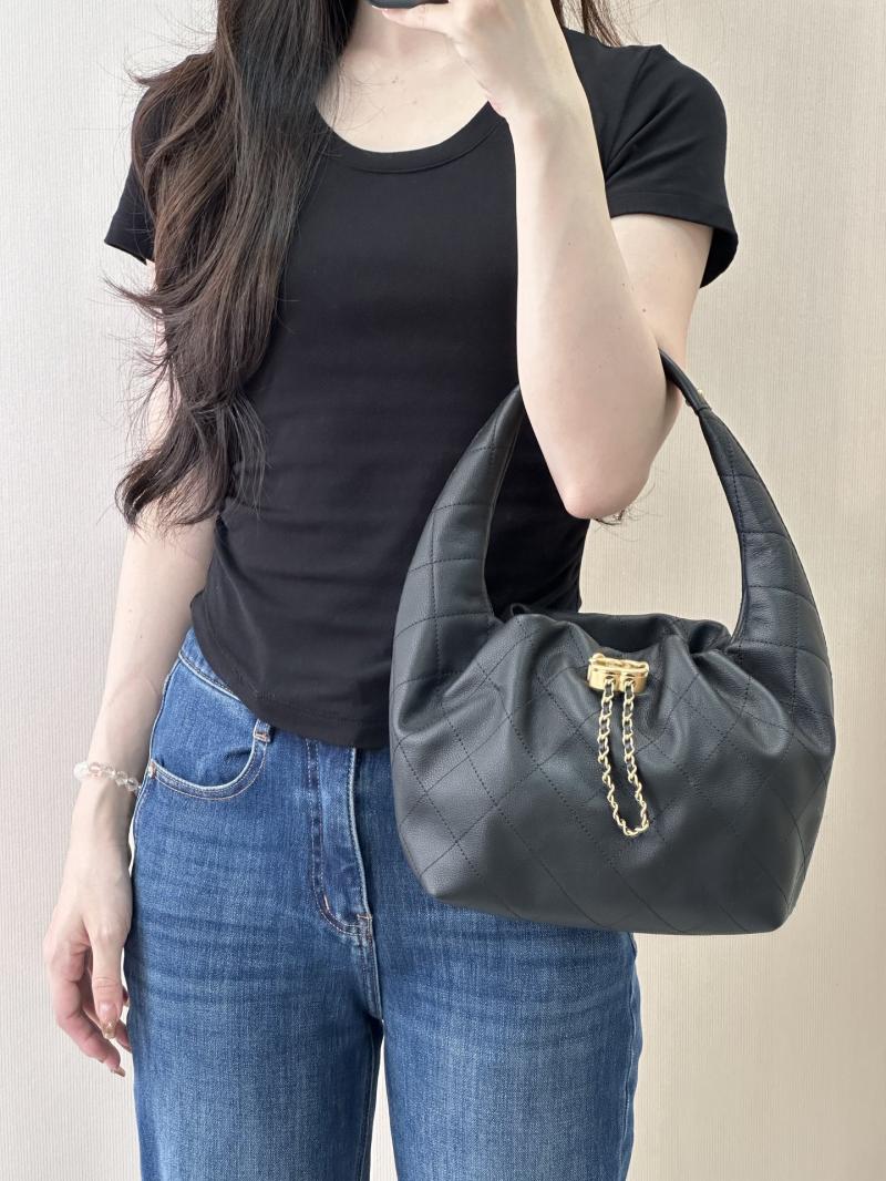Chanel Hobo Handbag Black AS5976