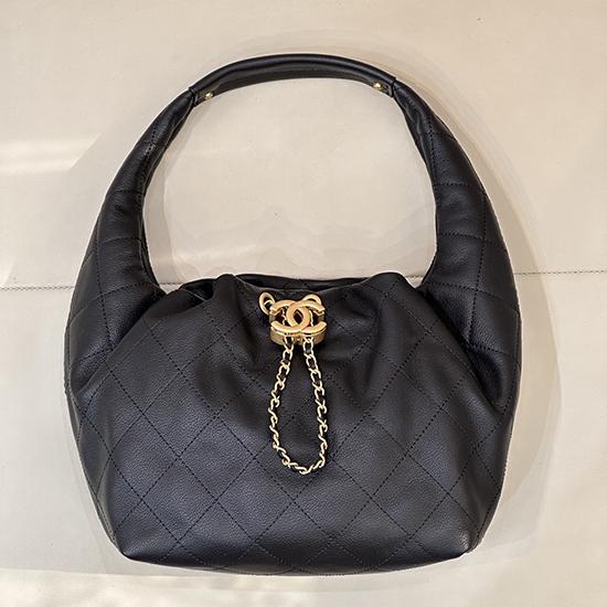 Chanel Hobo Handbag Black AS5976