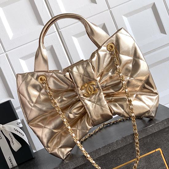 Chanel Lambskin Bow bag Gold AS5851  Chanel Lambskin Bow bag Gold AS5851