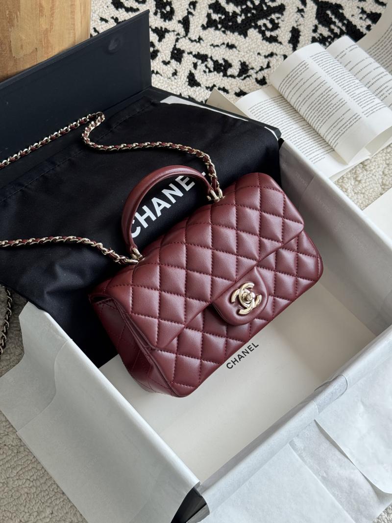 Chanel Lambskin Mini Flap Bag Burgundy AS2431