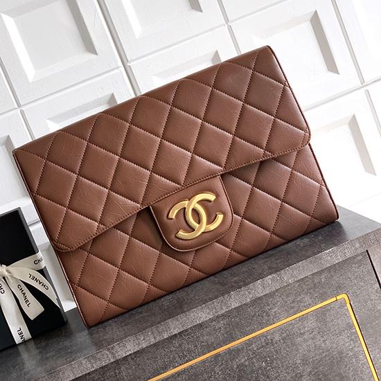 Chanel Large Clutch Brown AS2511