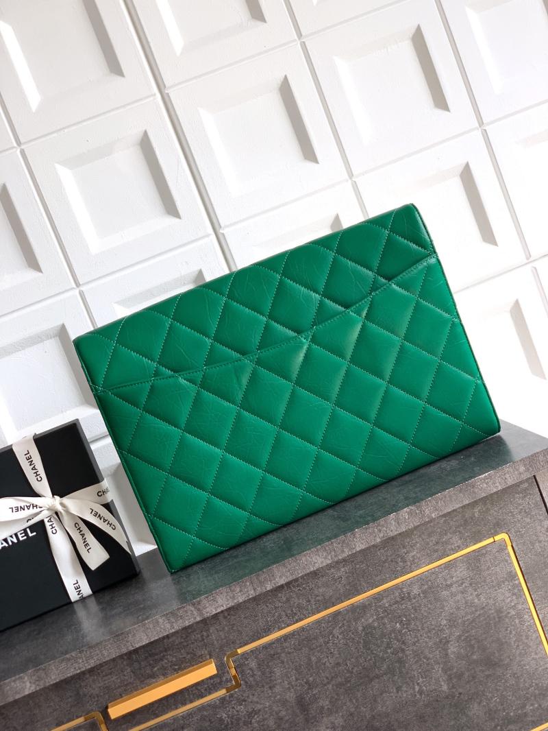 Chanel Large Clutch Green AS2511