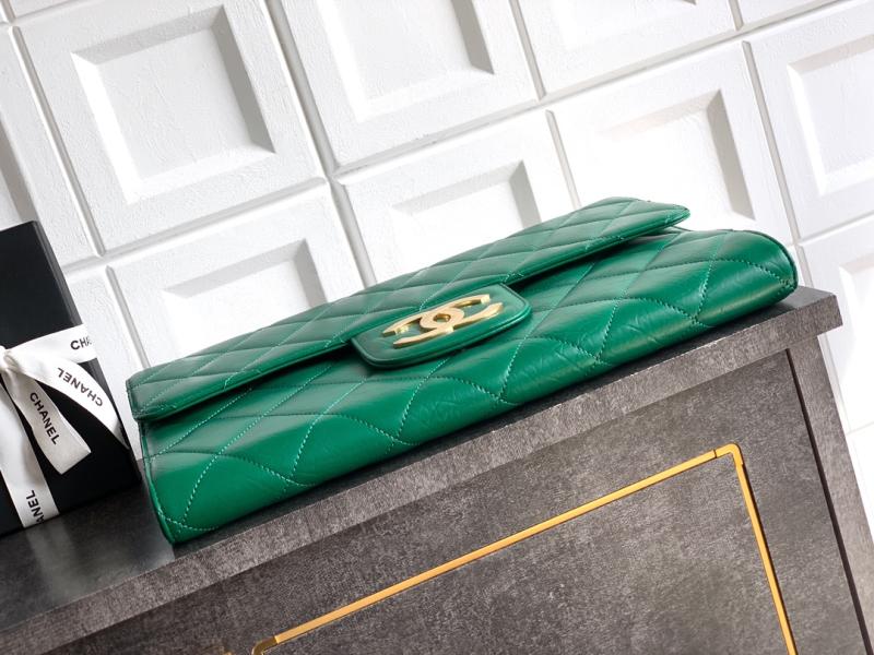 Chanel Large Clutch Green AS2511