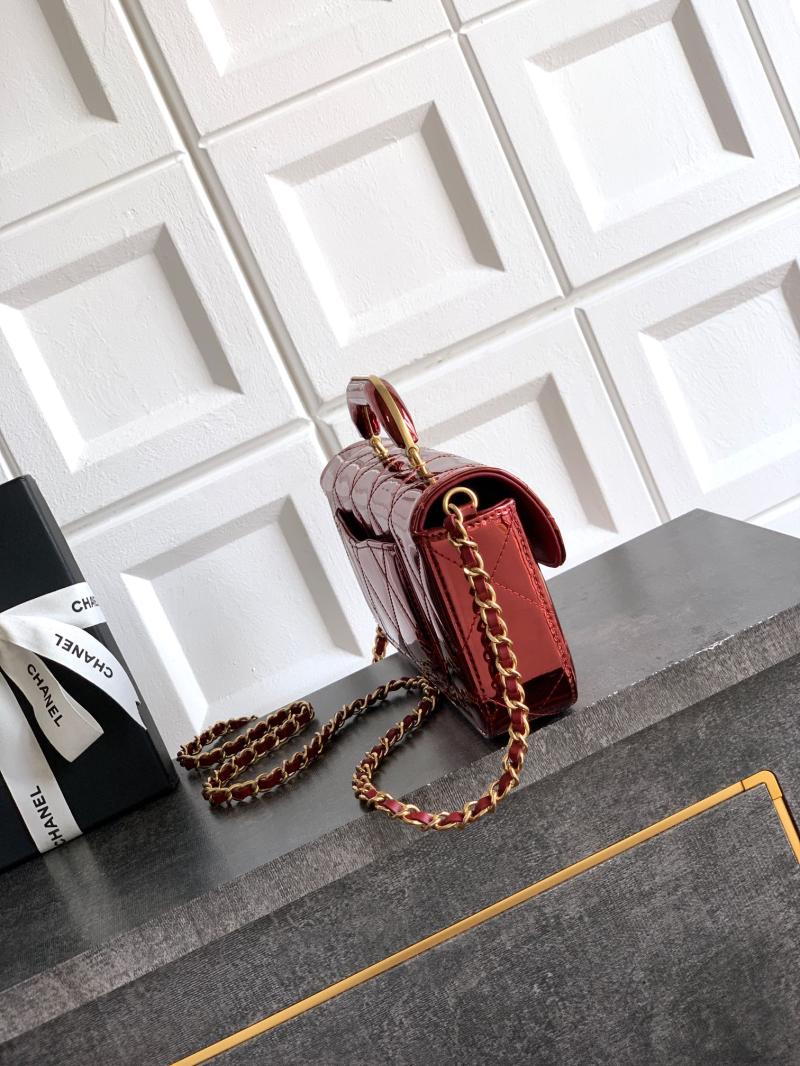 Chanel Large Flap Bag With Top Handle Burgundy AS5807