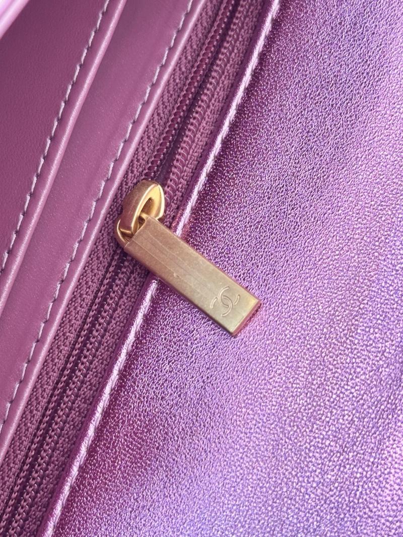 Chanel Large Flap Bag With Top Handle Purple AS5807