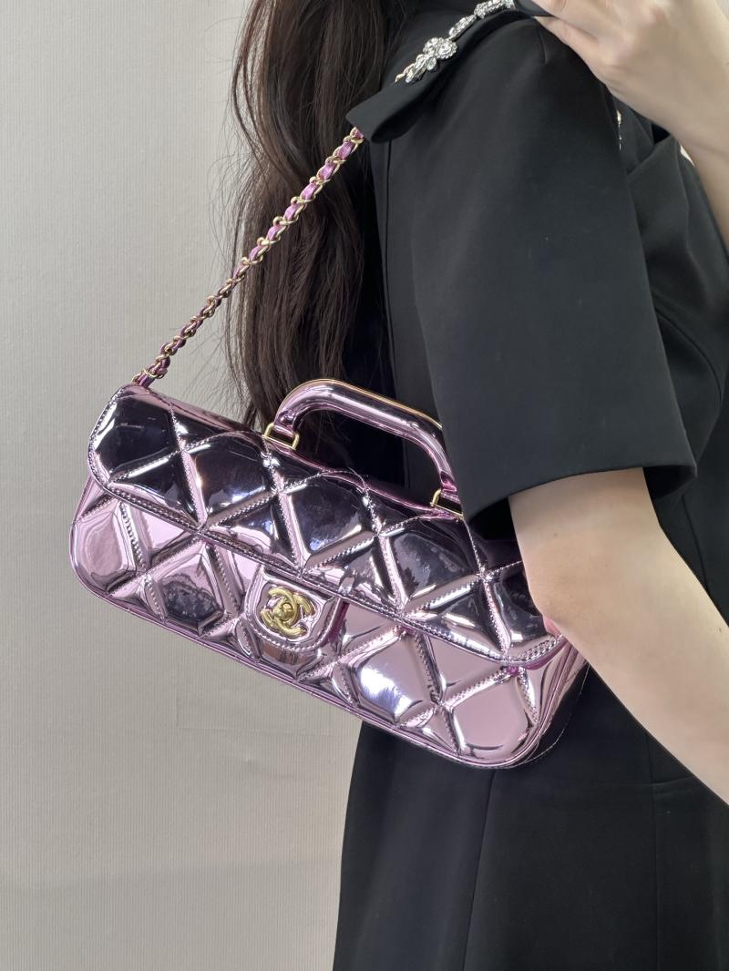 Chanel Large Flap Bag With Top Handle Purple AS5807