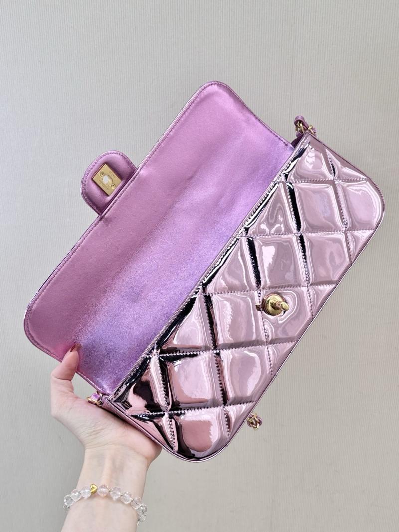 Chanel Large Flap Bag With Top Handle Purple AS5807