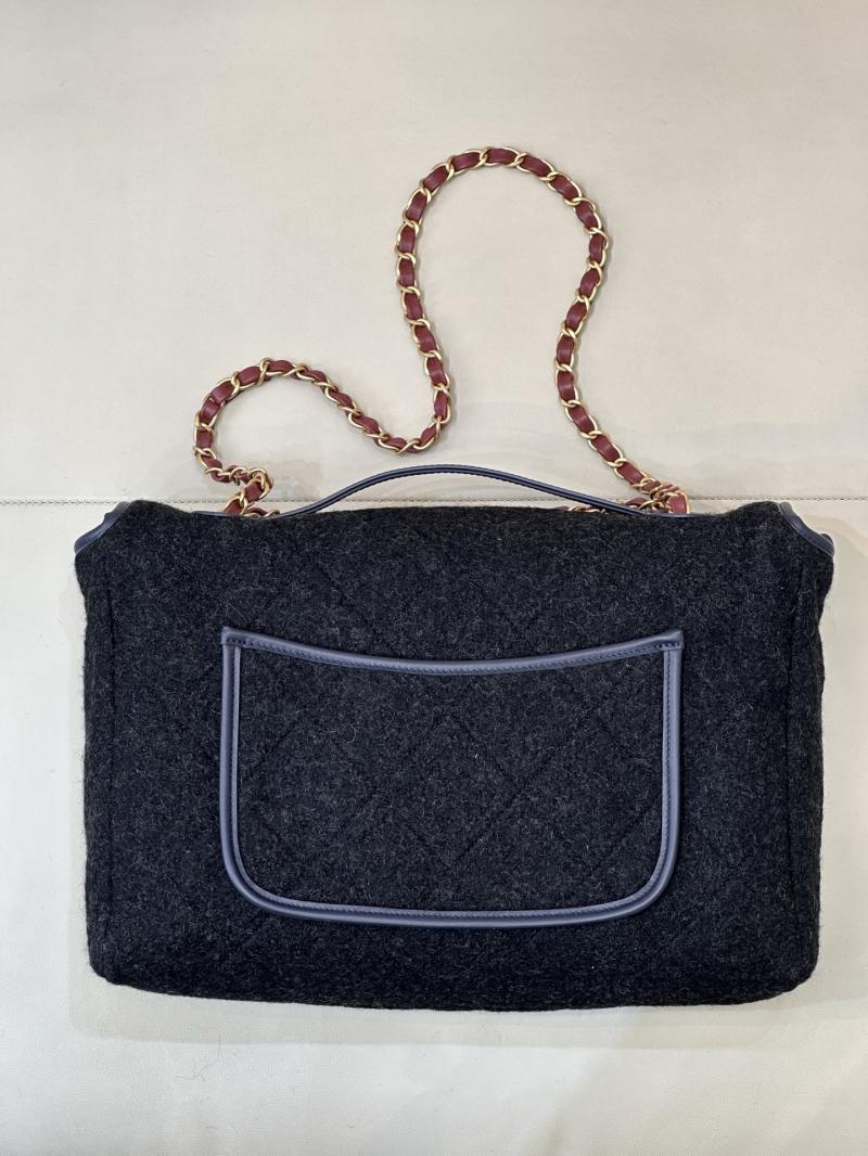 Chanel Large Wool Flap Bag Black AS5850