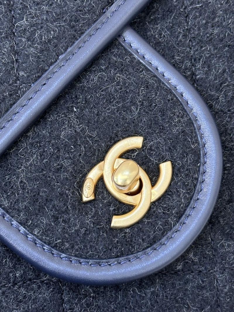 Chanel Maxi Wool Flap Bag Black AS5852