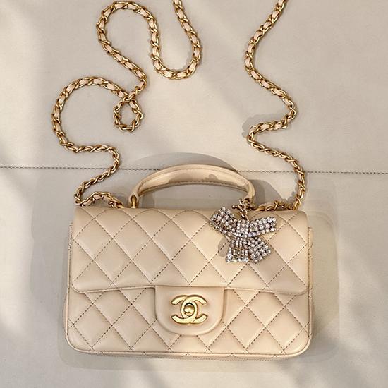 Chanel Mini Classic Handbag Beige AS2431 Chanel Mini Classic Handbag Beige AS2431