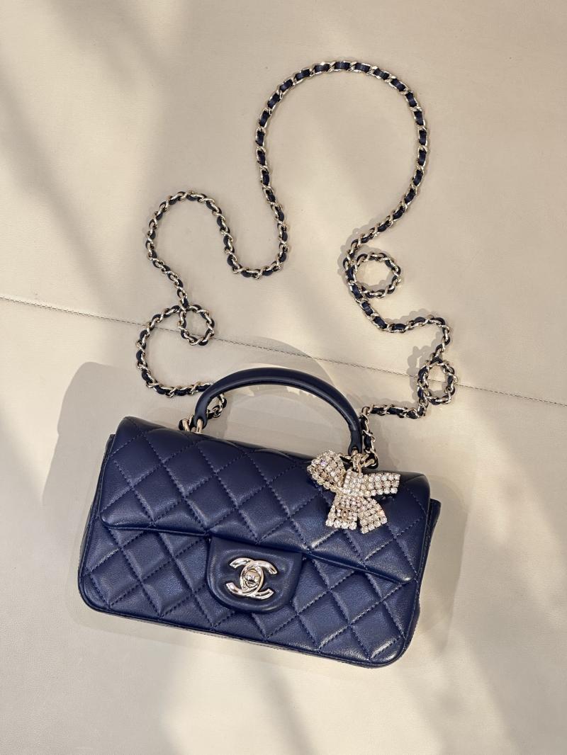 Chanel Mini Classic Handbag Blue AS2431