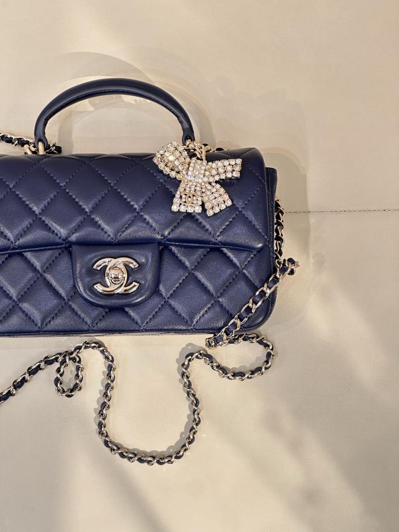 Chanel Mini Classic Handbag Blue AS2431