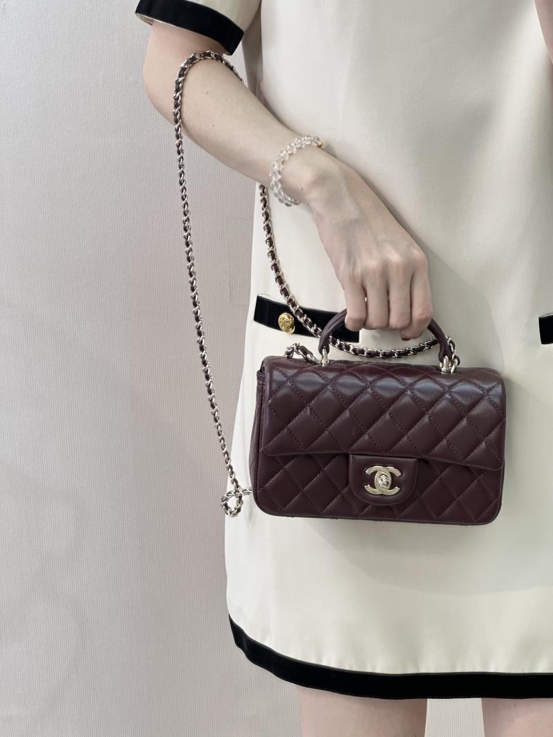 Chanel Mini Classic Handbag Burgundy AS2431