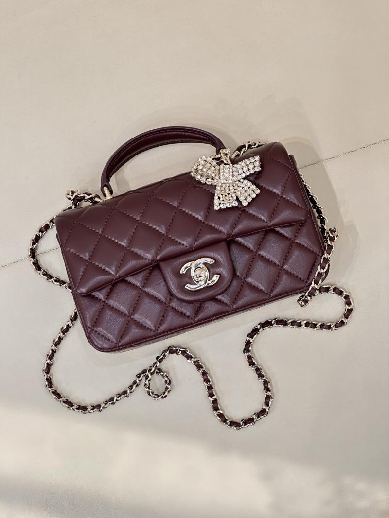 Chanel Mini Classic Handbag Burgundy AS2431