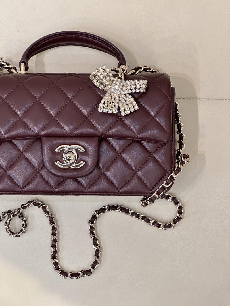 Chanel Mini Classic Handbag Burgundy AS2431