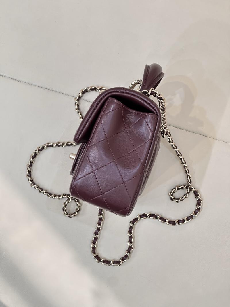 Chanel Mini Classic Handbag Burgundy AS2431