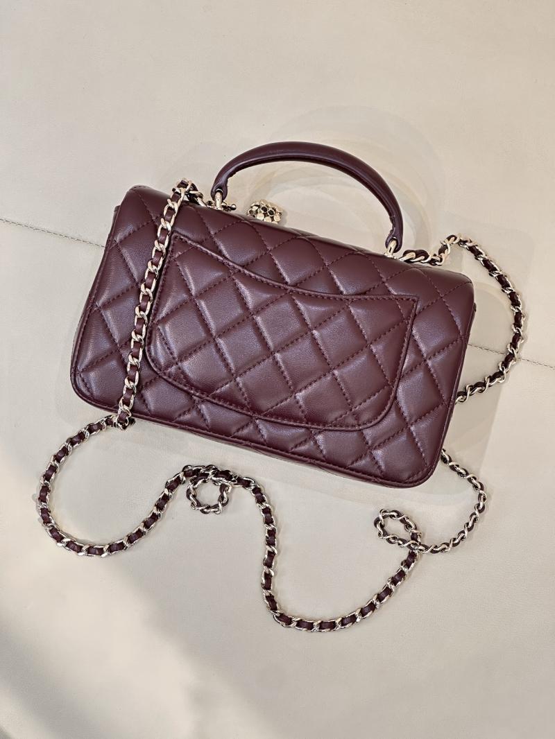 Chanel Mini Classic Handbag Burgundy AS2431