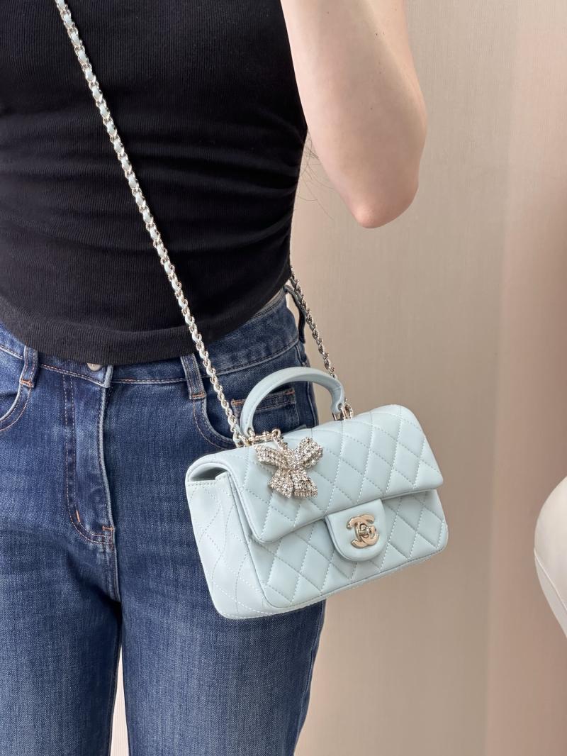 Chanel Mini Classic Handbag Light Blue AS2431